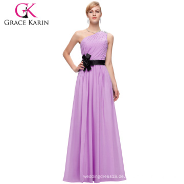 Grace Karin lange eine Schulter Chiffon Brautjungfer Kleid CL6016-5 #